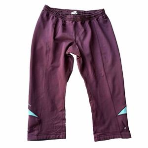 Brooks Pants Sz M Maroon Aqua Knee Length Capri Running Bottoms Activewear Tech